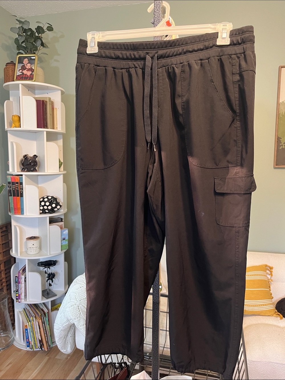 RBX Women's Black Cargo Capri Pants with Drawstring Waist